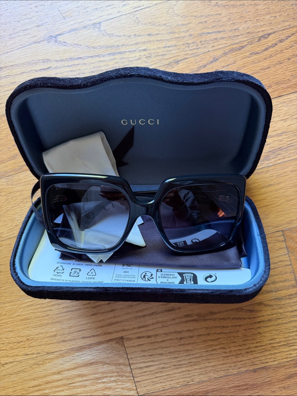 Gucci Glossy Black Oversized Square Sunglasses